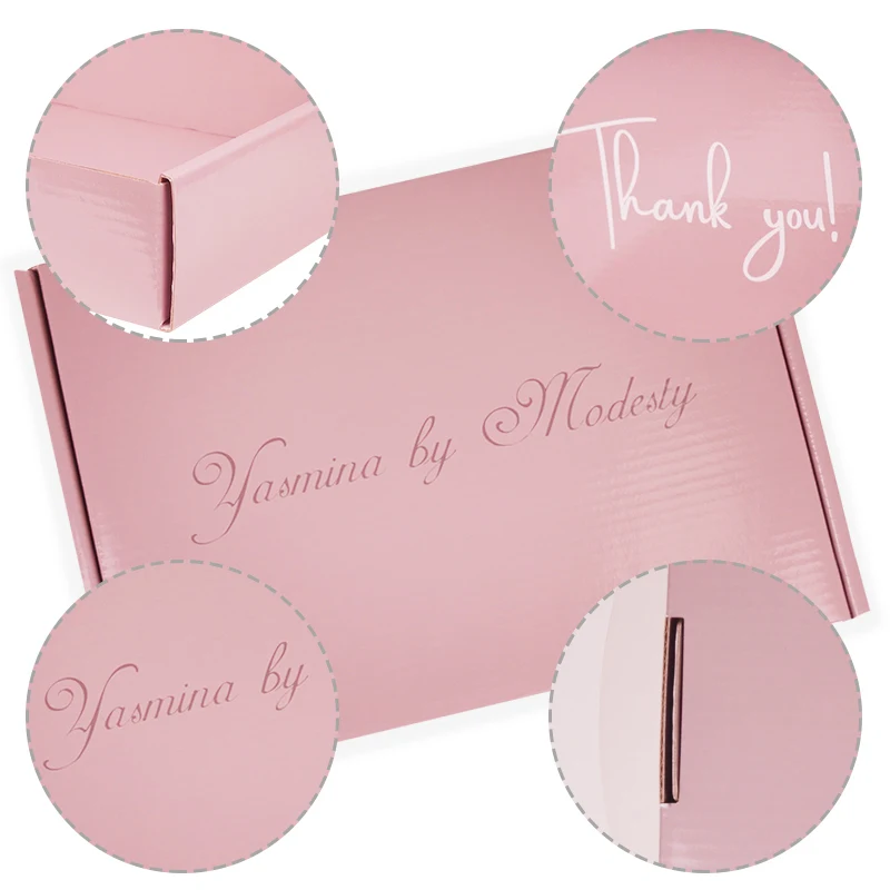 Custom Printing Pink Product Gift Corrugated Wrap Packaging Mailer Shipping Paper Boxes