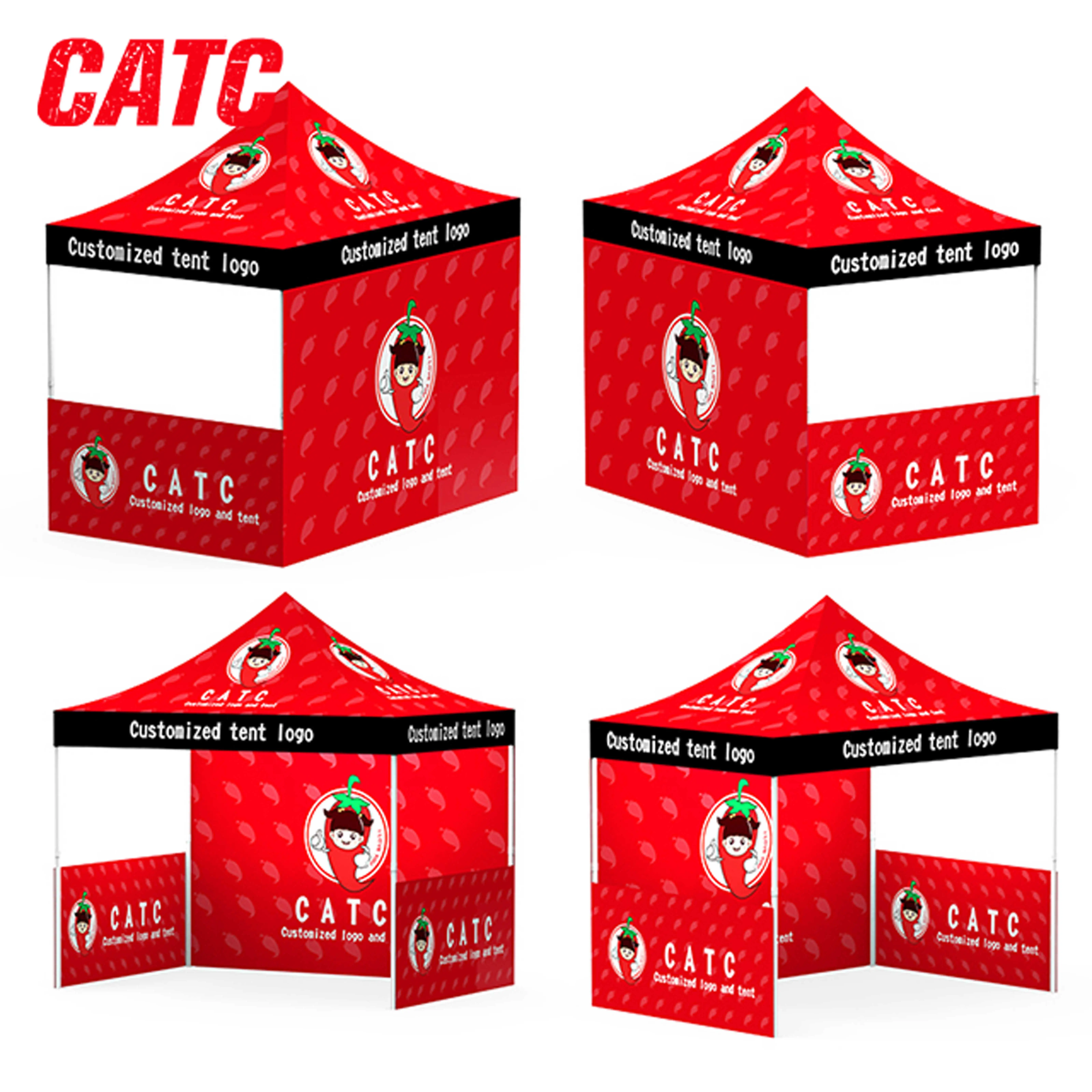 CATC Outdoors Bright Red Pop-up Gazebo Tent with Lovely Chili Pattern for Exhibition and Advertising Inflatables at Events