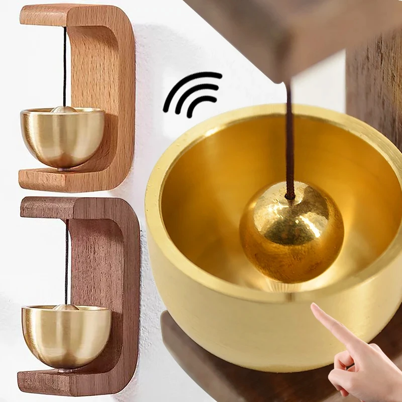 Solid Wooden Doorbell Aesthetic Magnetic Brass Wind Chimes Wireless Doorbell Entrance Door Bell Pendant Home Decor Minimalism - Buy Product on Alibaba.com