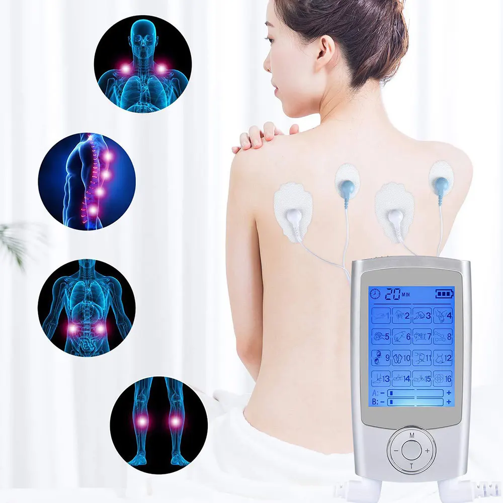 Mini Electronic Pulse Massager with 16 Modes for Tens Therapy, Acupuncture,  and Muscle Massage