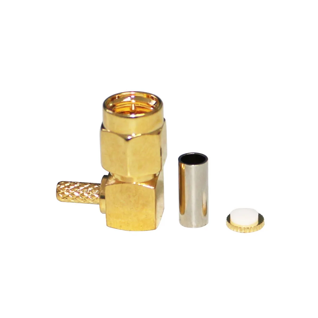 Accept Design SMA-C-JW1.5 Connector RF Copper Gold-plated Right Angle Male SMA Connector for RG316 RG174