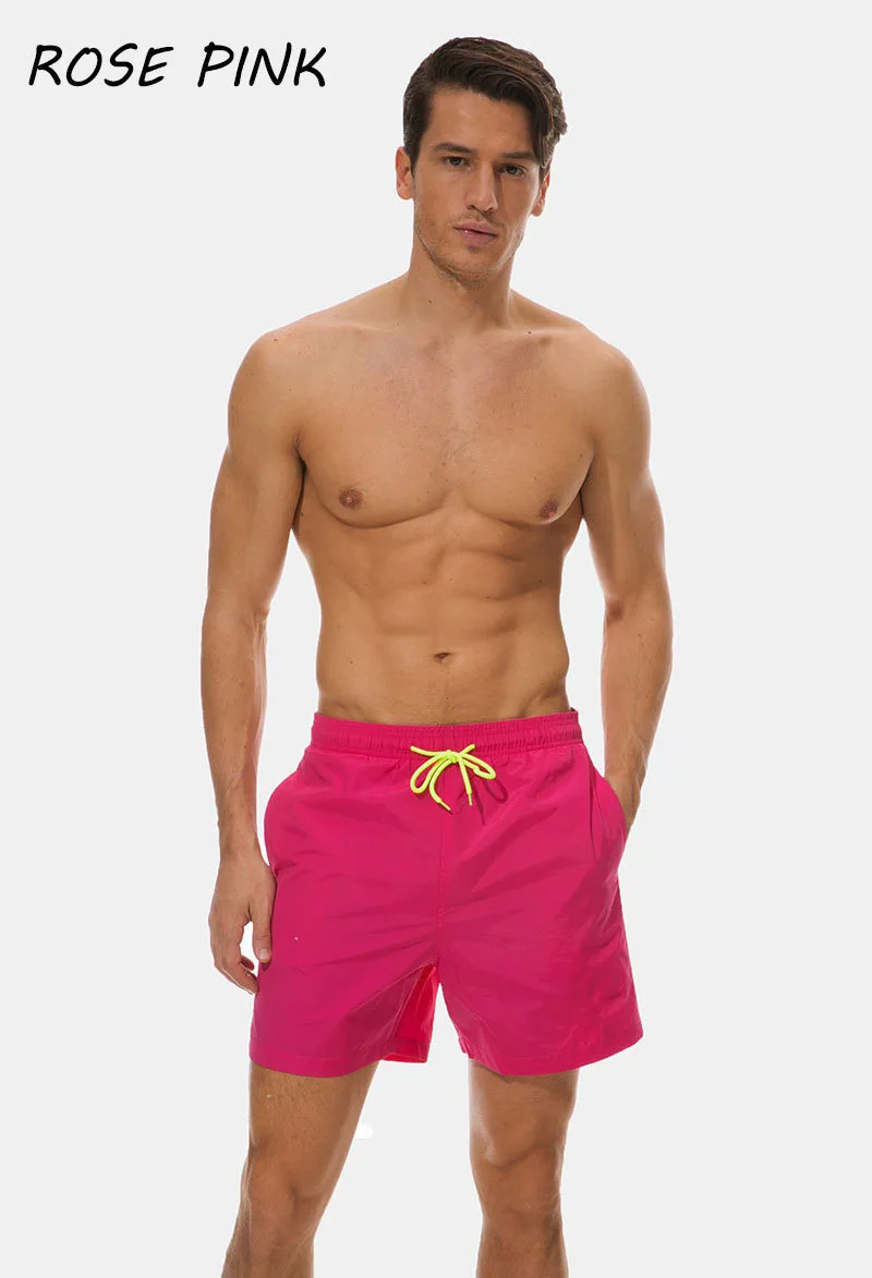 2022 Custom wholesale Summer Elastic Waist Mens Running 100% Polyester Solid color drawstring Swim Mesh Beach Shorts230_voghion.com