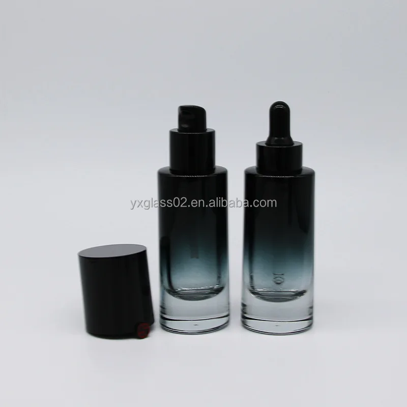 Luxury Cosmetic glass bottle set new special fashion style skincare cosmetic packaging with spray pump cap cover details