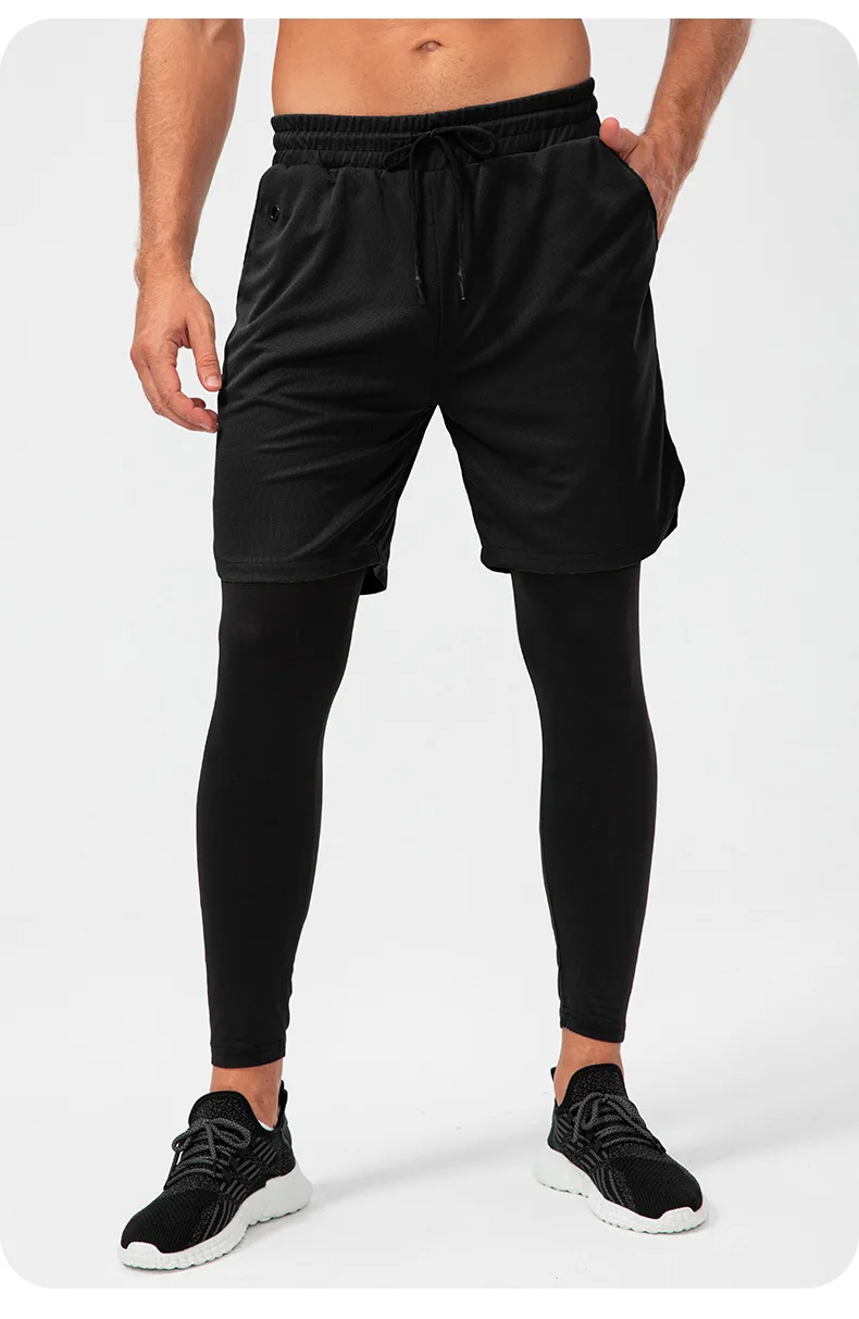 Hombres Pantalones deportivos de color combinado con cordón 2 en 1 con  bucle de toalla