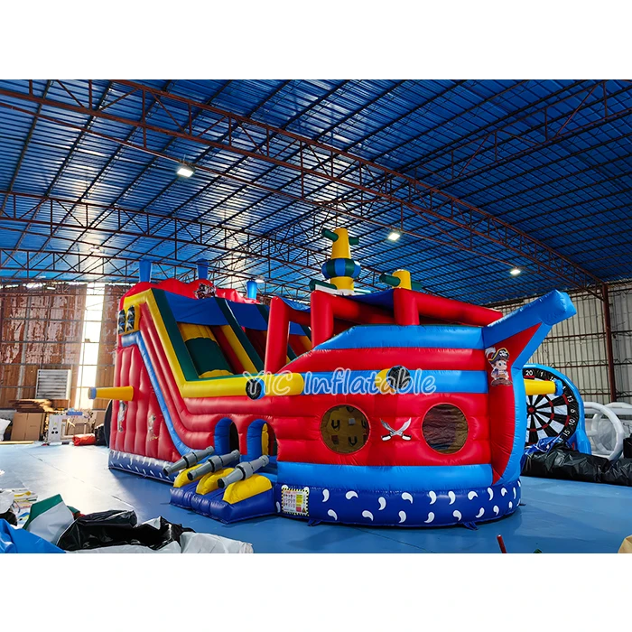 Commercial Bounce House Inflatables Ship Shape Amusement Park Playground Inflatable Bouncer with Slide