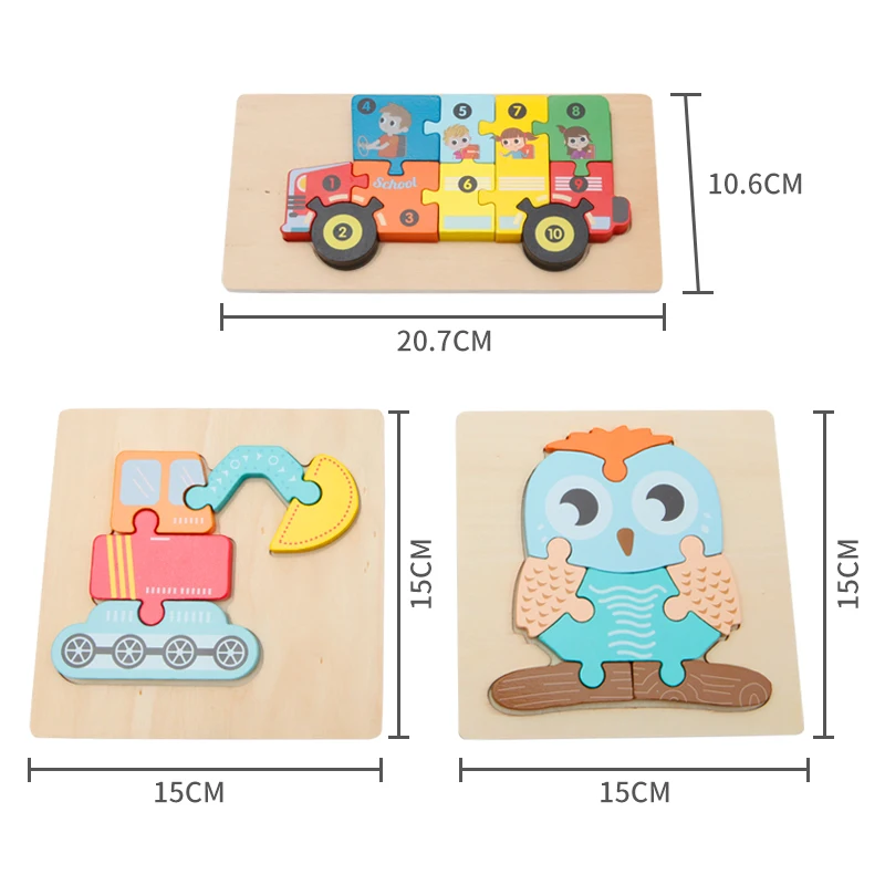 Early Educational Toys - Montessori Kids Jigsaw Animal Car 3D Puzzle