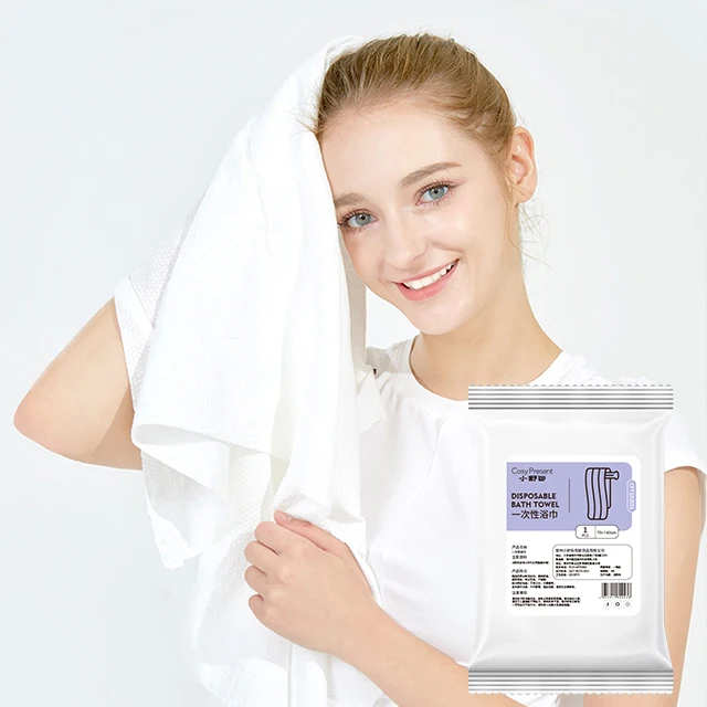 Private Label Hotel White Disposable Big Size Shower Bath Towel for Travel