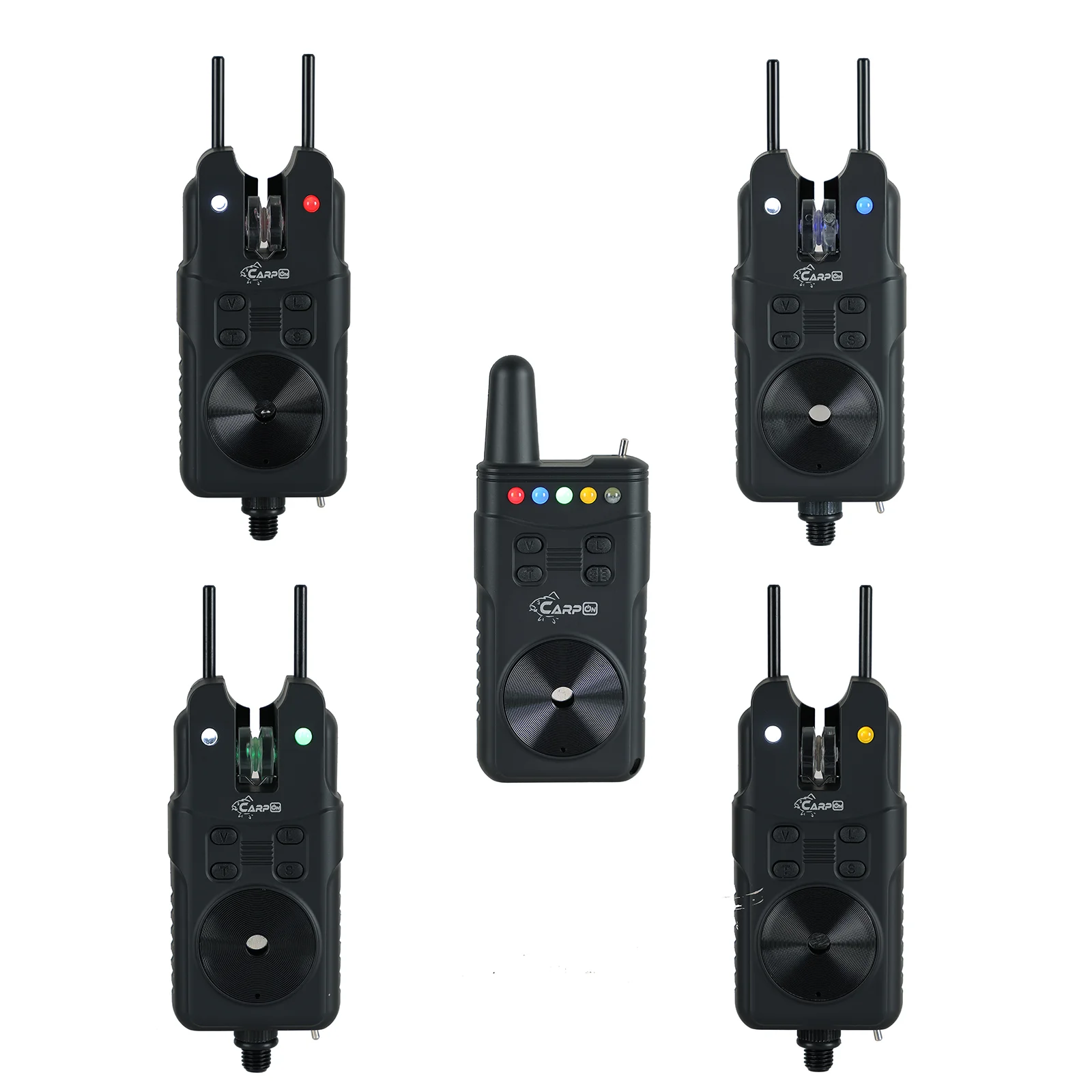Wireless Waterproof Black Carp Fishing Bite Alarm 4+1 Set