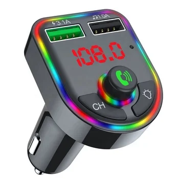 Hot Selling BT 5.0 FM Transmitter Car MP3 Player with LED Light Wireless Handsfree Car Kit Adapter Dual USB Fast Charging