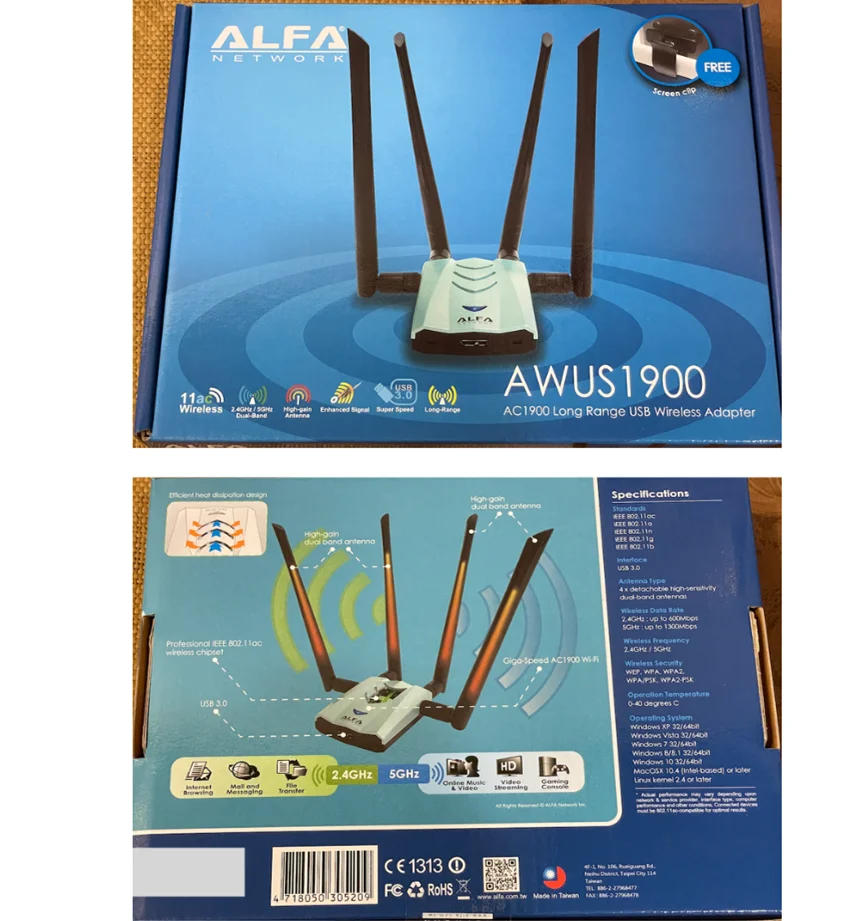 【新品 未開封】ALFA AWUS1900 by Kali Linux How to Connect Your AWUS1900 Network Card with Kali Linux