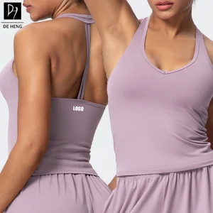 New Wholesale Active Wear Gym Workout Sports Sleeveless Halter Crop Top Yoga Vest for Woman