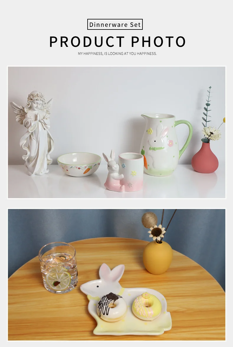 2024 Easter tableware reusable cute bunny ceramic product porcelain ceramic breakfast dinnerware set supplier