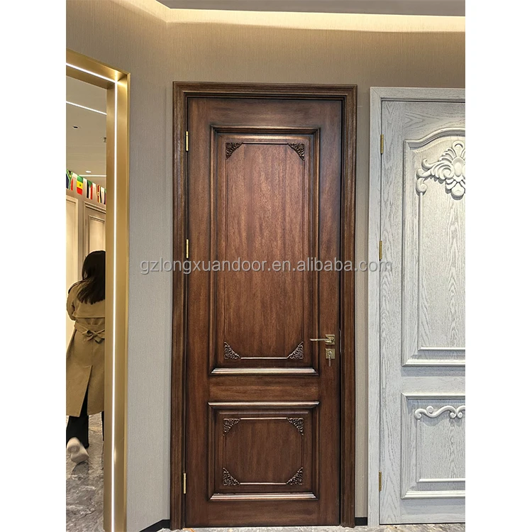 High-End European Style Solid Wood Door with Italian Door Frame Roman Column Elegant Design for Luxury Homes for Halls