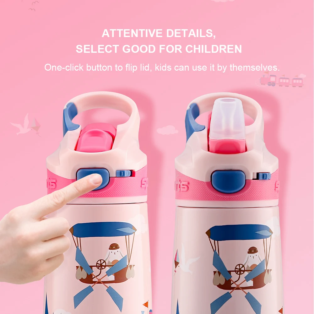 Wholesale OEM Thermos Kids Autospout 12oz Vacuum Simple Modern Kids  Insulated Water Bottle cup with Straw Carrying Flid Top From m.