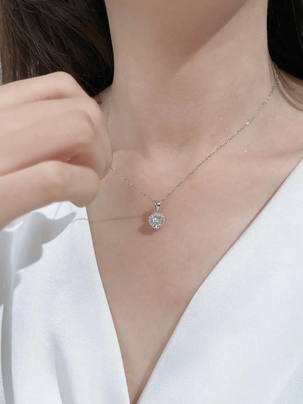 KAKODIY Heart Shape Pendant 925 Sterling Silver Women's Necklace Engagement Wedding Necklace Jewelry detail 8