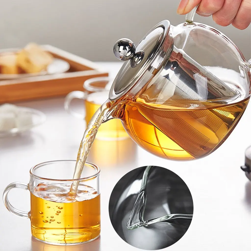 Tea Kettle Infuser Stovetop Gift Set - Glass Teapot with Removable  Stainless Steel Strainer, Microwave & Dishwasher Safe, Tea Pot with  Blooming, Loose Leaf Tea Sampler & 4 Double Wall Cups, Tea