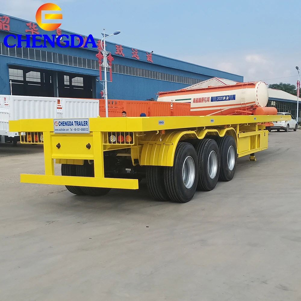 3 Axles 60 Ton Flatbed Container Semi Trailer With Trailer Head Buy
