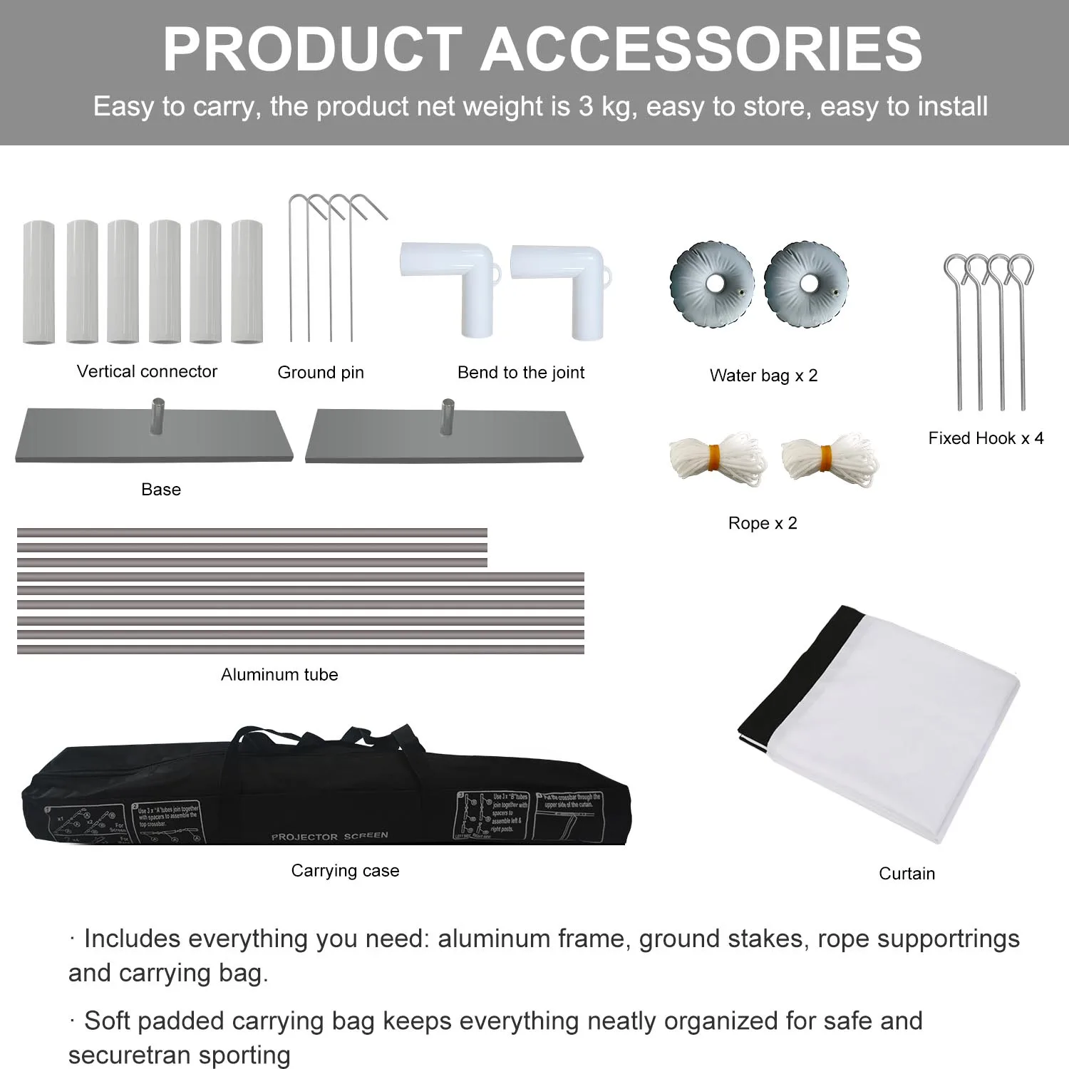 Skerell 100 Inch Projector Screen Outdoor Indoor Film Screen 169 Full