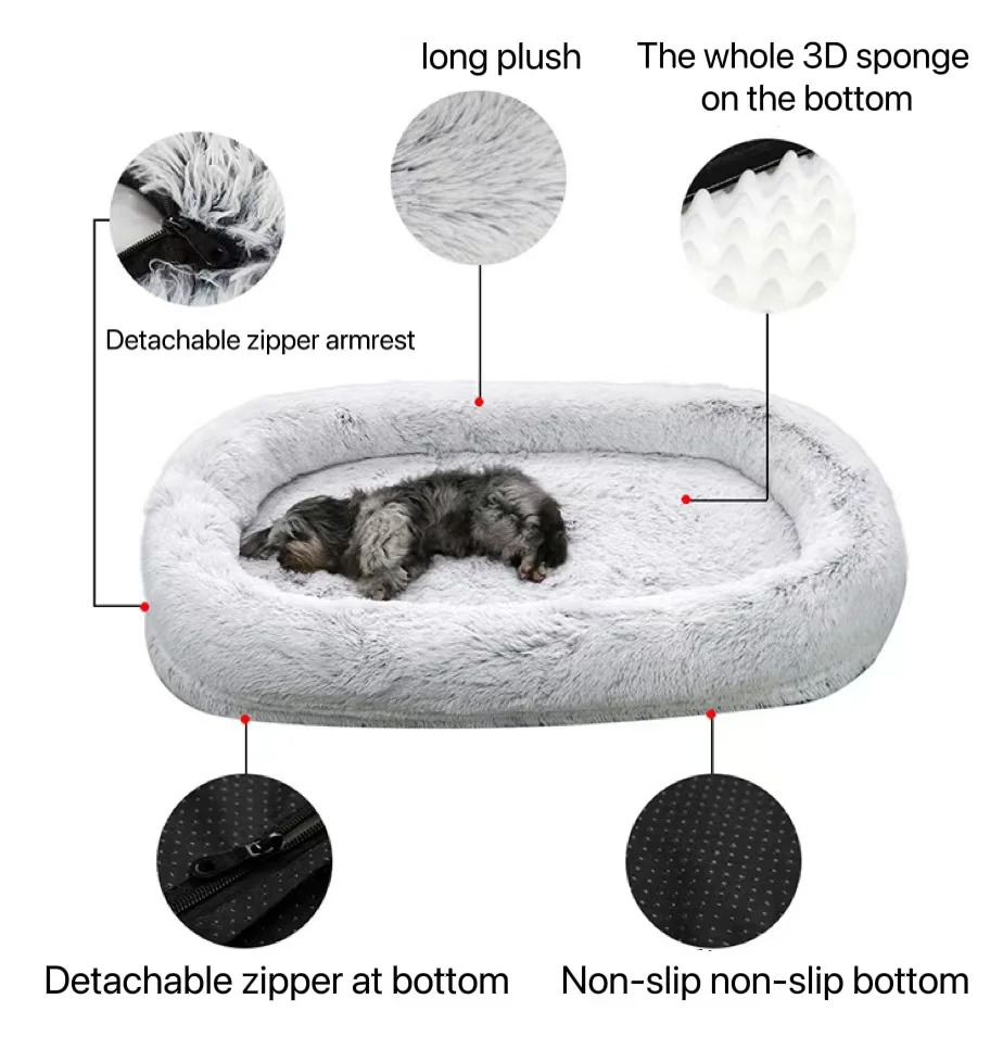 Manufacture 160cm Non-Slip Washable Long Plush Giant Fluffy Pet Bed For Cat Dog For Pet Animals