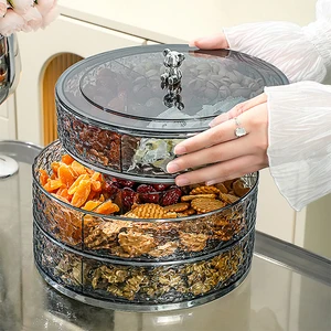 Double Layer Divided Serving Tray Snackle Box Charcuterie Container Dry Fruit Tray for Parties Entertaining and Picnic