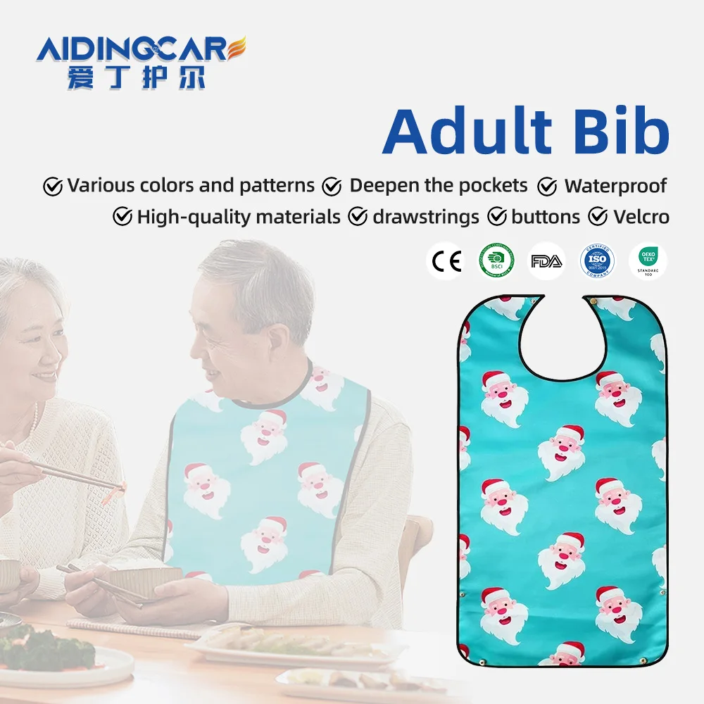 Wholesale Washable Printing Elderly Women Men Adult Bib Reusable Water - product detail 1