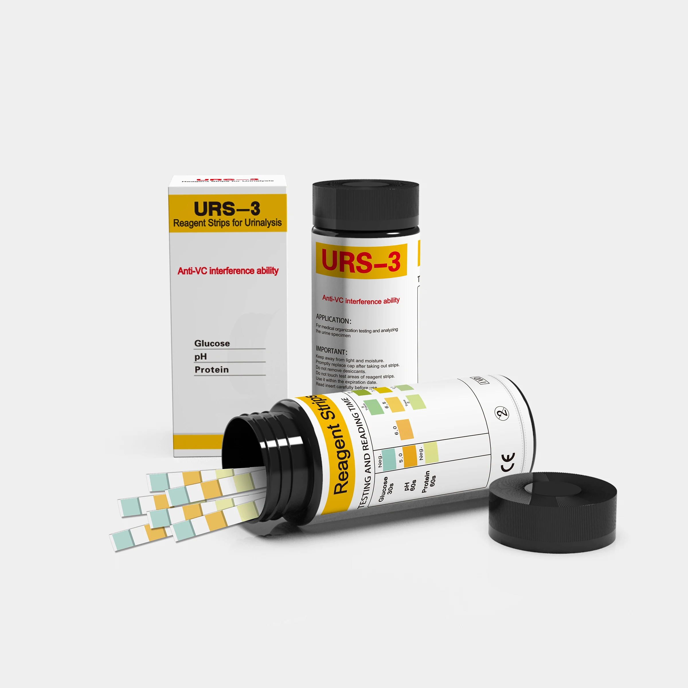 3 Parameters  Urine test Strips to test Glucose Protein ph Uric 3V Urine Reagent Strips with Factory Price