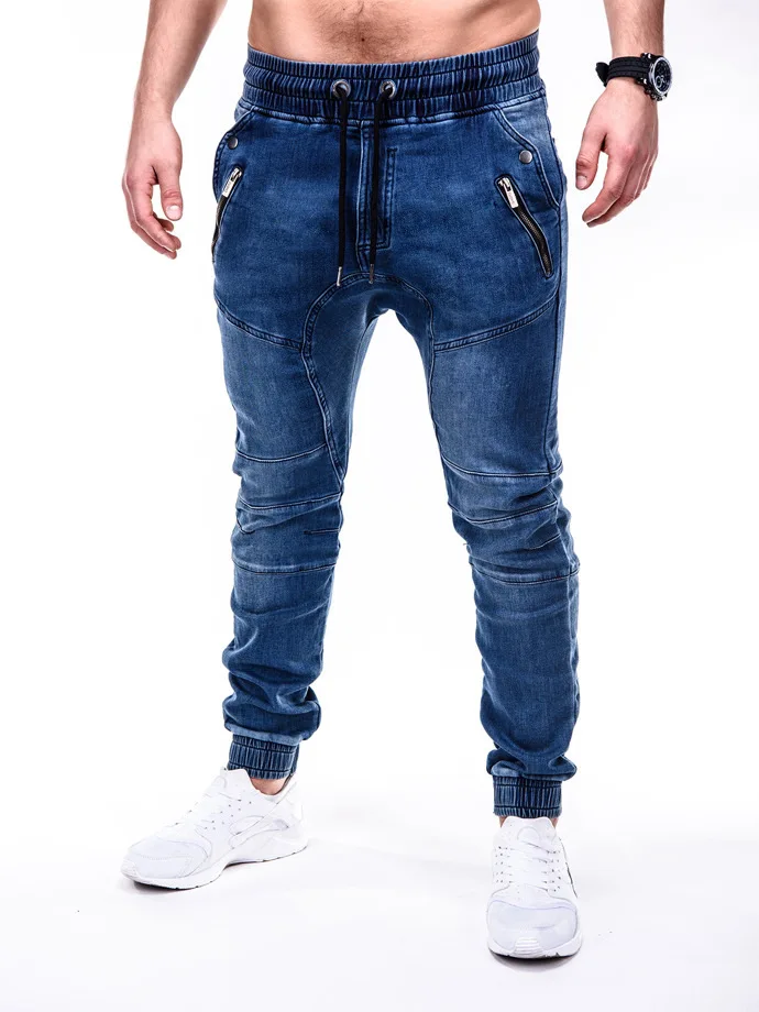 Hot-Selling European and American Men's Mid Waist Washed Denim Casual Pencil Pants