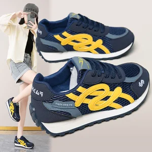 KT318 2026 Women's Sports Running Shoes New Korean Ins Trendy Casual Boat Shoes Breathable Mesh Lace-Up Closure