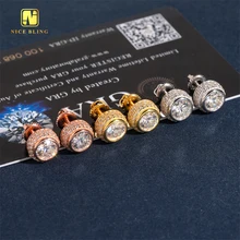 Screw Back Pass Diamond Tester Fine Hip Hop Jewelry Ear Studs S925 Iced Out VVS Moissanite Diamond Stud Earring For Women