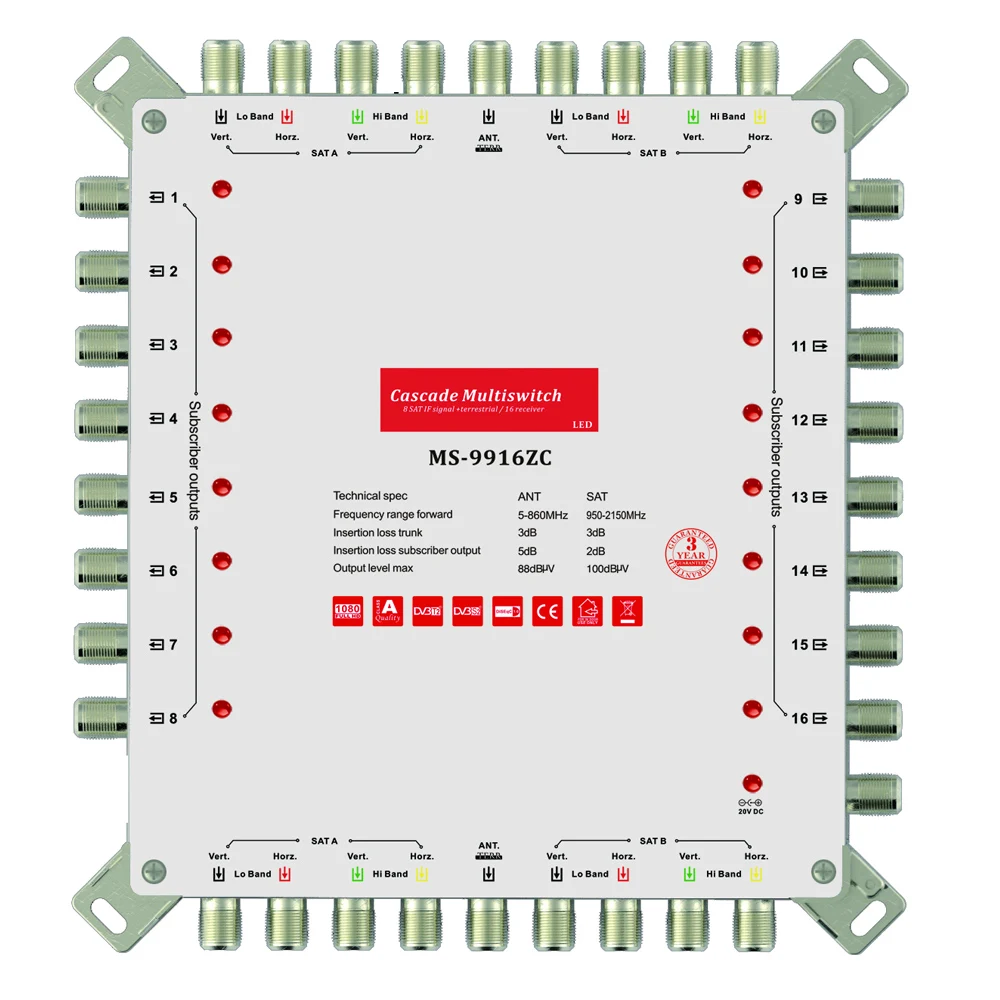 Hight Performance 2 SAT System 9 in 4 Out Satellite Multiswitch