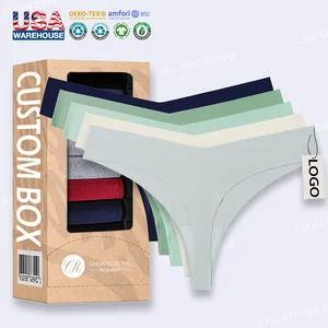 Custom Logo Seamless One Piece Ice Silk Nondergoed Tangas Traceless Bezszwowe Majtki Underwear Woman Seamless Thong Panties