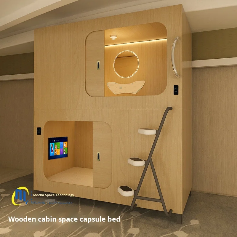 Modern Wooden Metal Cabin Bunk Bed Combination Sleeping Space Capsule Hotel School Family Dormitory Bed Manufacturer