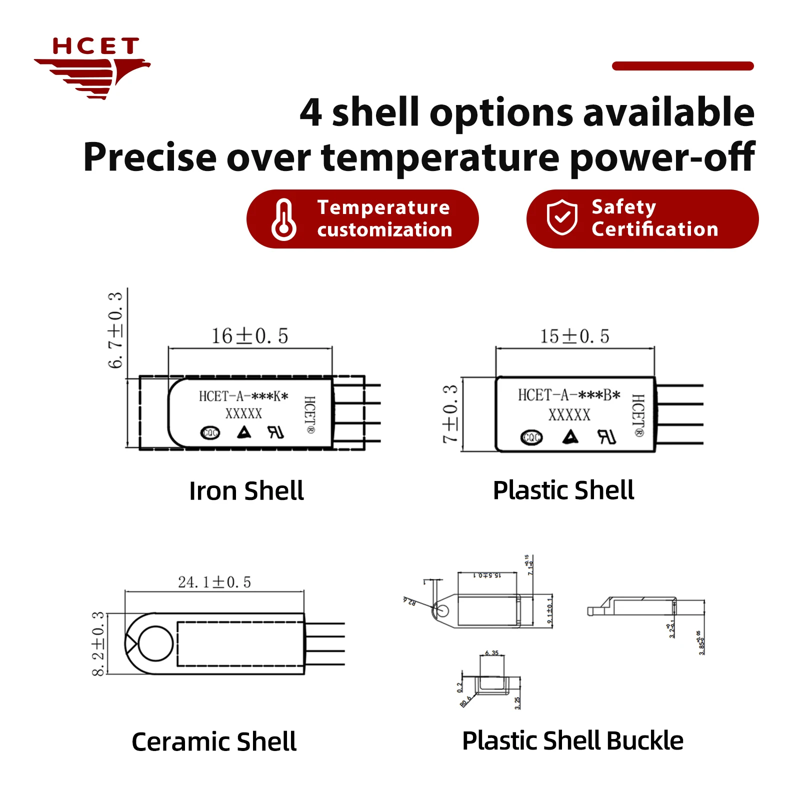 HCET-A Series TB05 KSD9700 Bimetal Thermal Switch Electric Power Motor Thermal Protectors Temperature Switch for Battery Pack