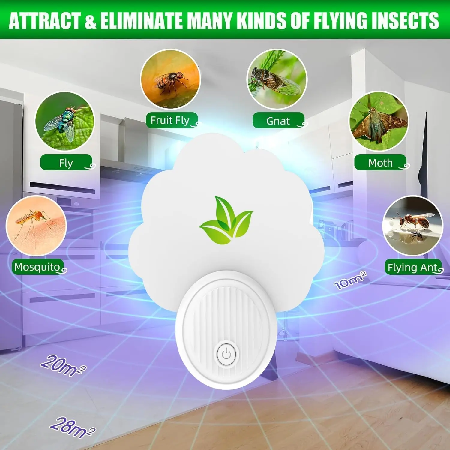 Saijzek New 2 packs Indoor Electric Fly Trap Plug in Mosquito Fly Killer Trap Sticky insect Light Trap for  Flies Gnaps Moths details