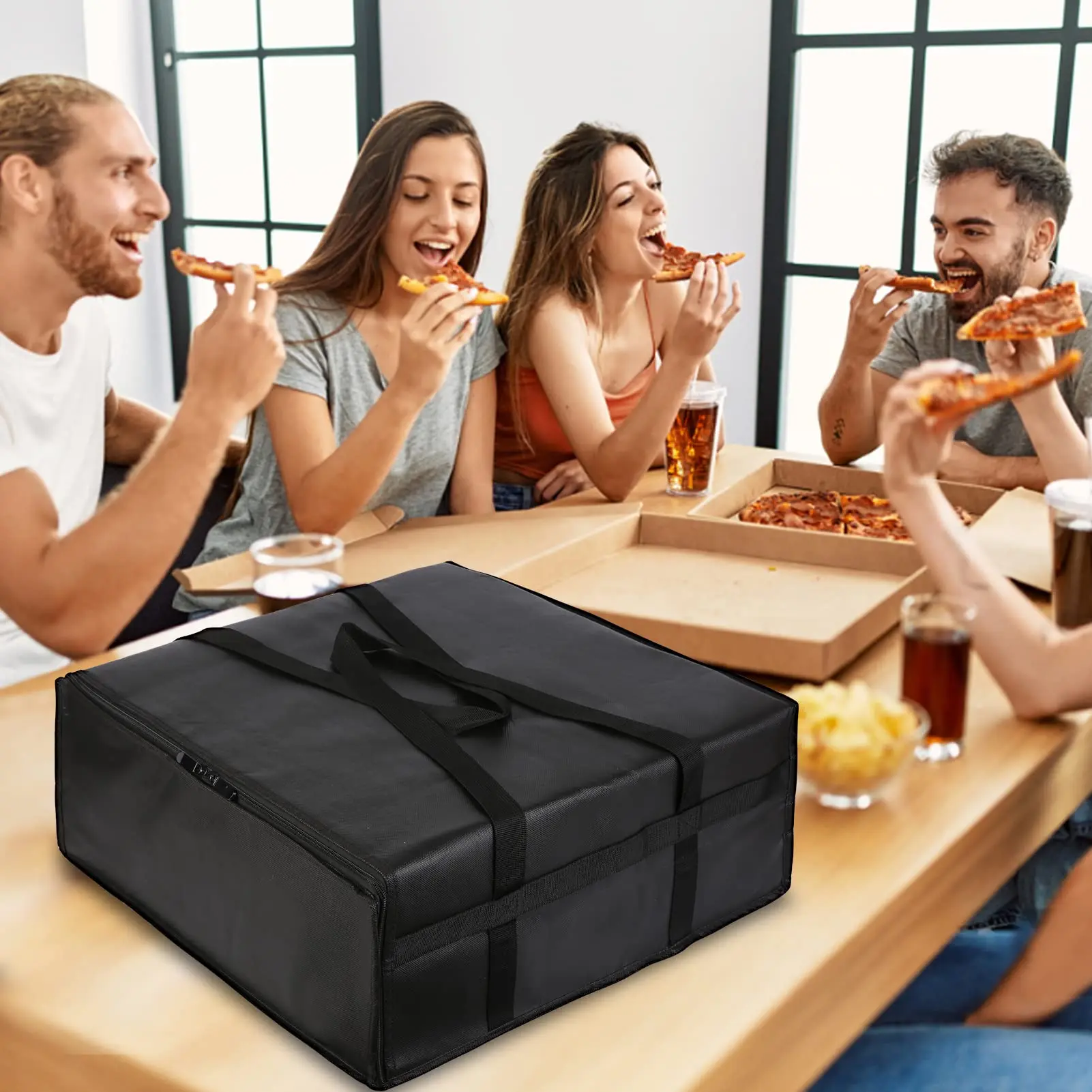 Large Capacity Food Delivery Picnic Camping Tote Cooler Lunch Bag Insulated Warmer Pizza Food Delivery Bag