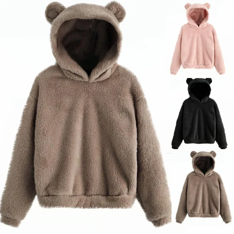 Оптовая продажа, пушистые ушки кролика на осень и зиму, сохраняют тепло, высококачественный Женский пуловер с капюшоном