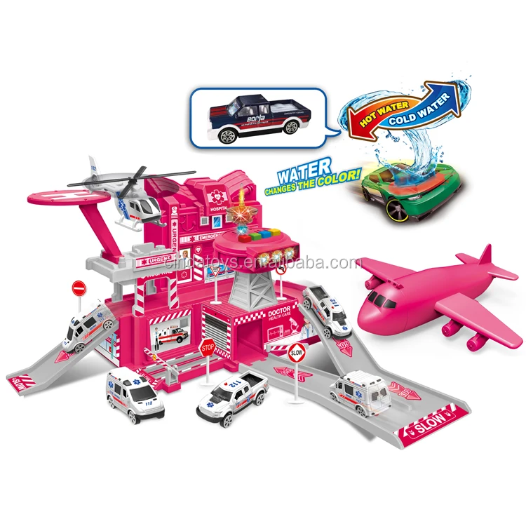 Модель автомобиля из литого под давлением в масштабе 1:64, Обучающие игрушки, трек «сделай сам», игрушечные машинки с транспортным самолетом, пластиковая игрушка для парковки для детей