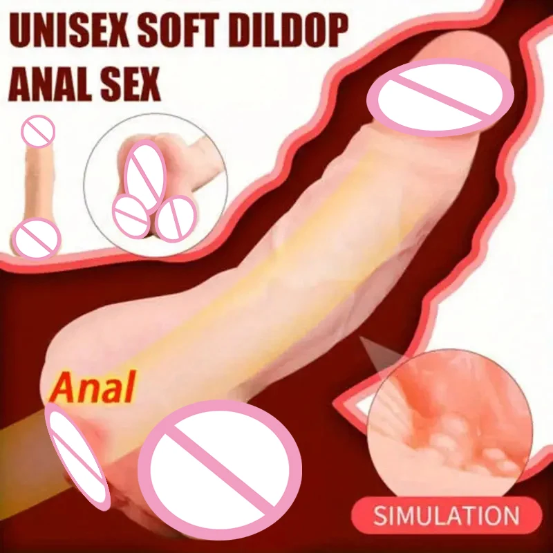 Silicone Soft 2 in 1 Design Lifelike Dildo Realistic Vagina Masturbator  Adult Sex Toys, Penis Sleeve Extender for Male Couple