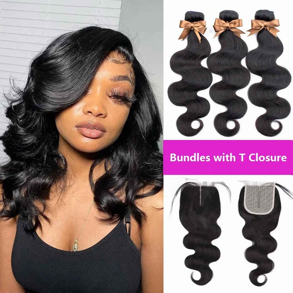 Tiefe Welle Bundles Brasilianische Menschliche Haar Weave Lace Closure_voghion.com