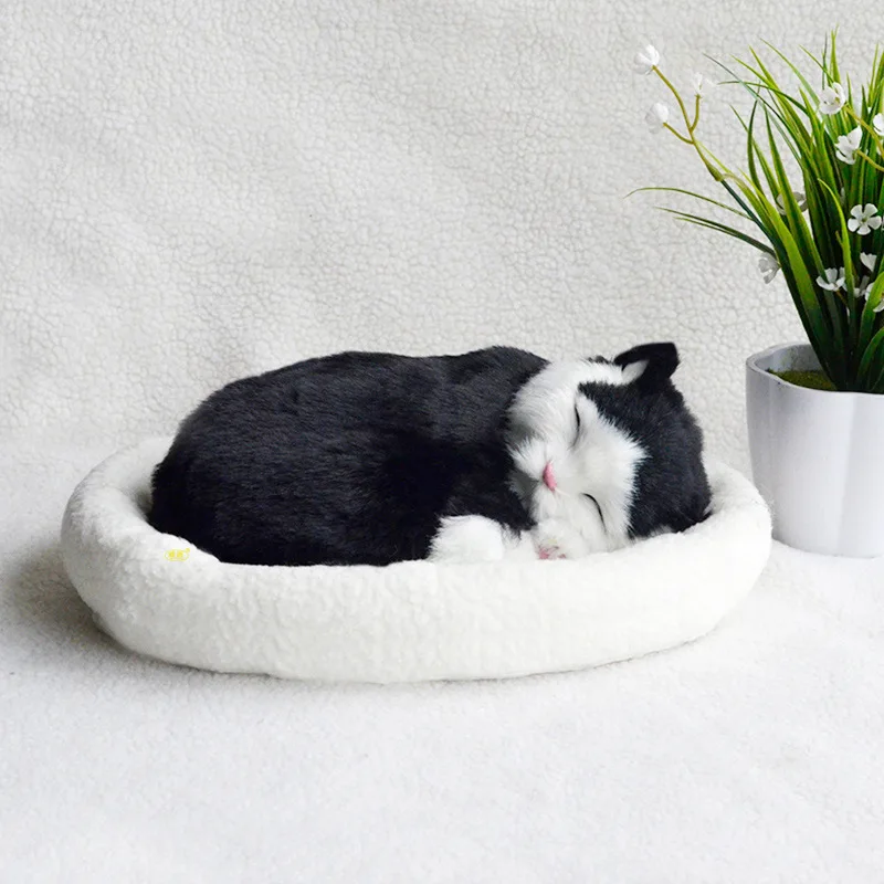 Factory Directly Sale Simulation Fur Customized Stuffed&plush Toys Animal  Special Birthday Gifts Sleeping Breathing Purring Cat