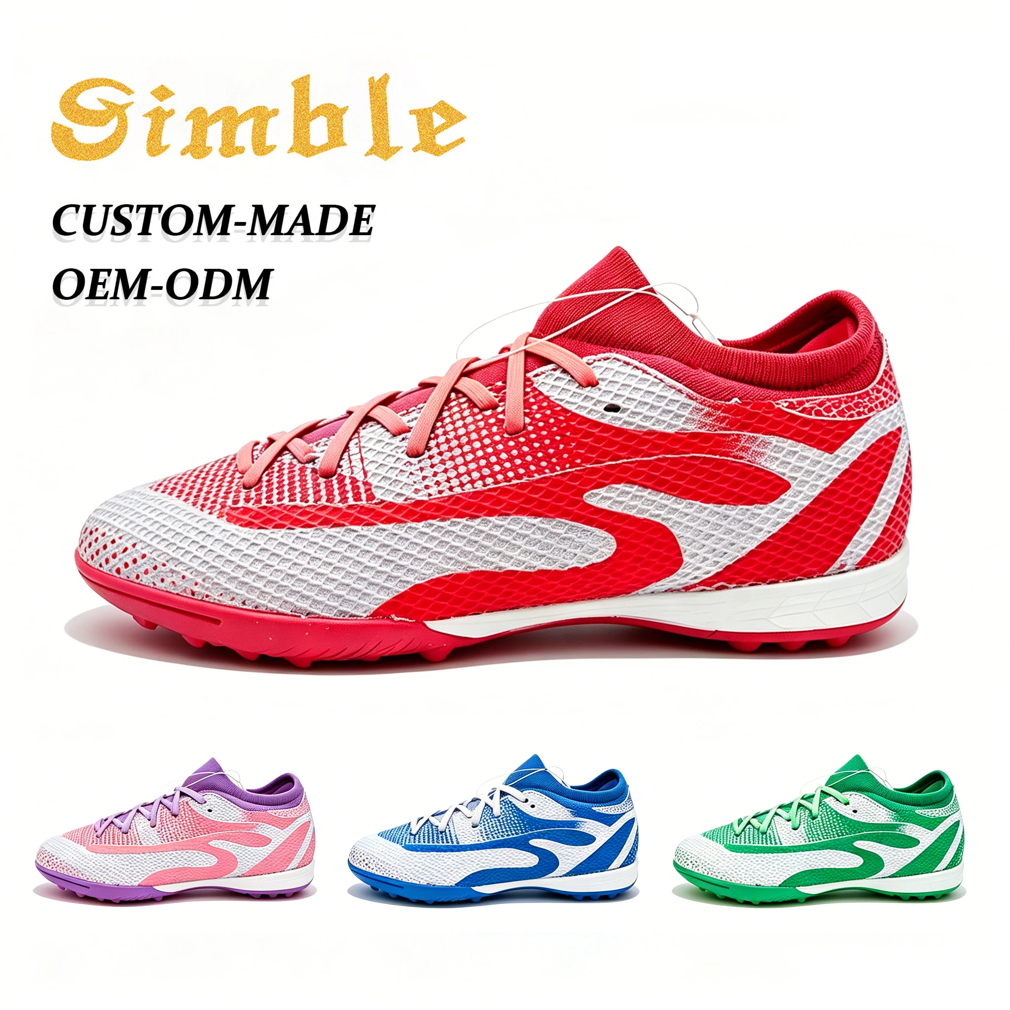 Original Customized Chaussures De Football Cleat Shoes Turf Sport Rubber Sole Fly Knit Soccer Training Shoes