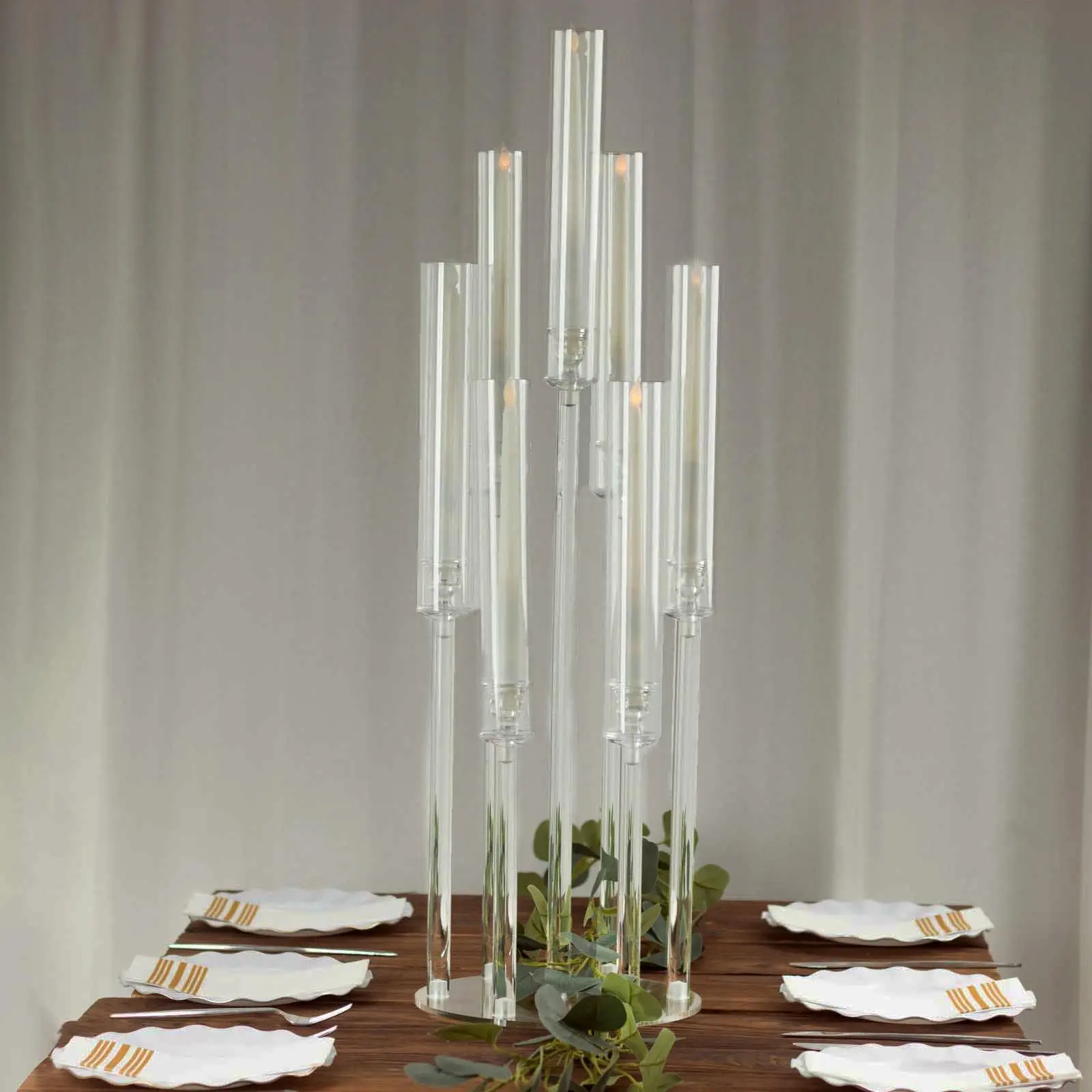 8 Arms Acrylic Candelabras Centerpieces For Table Candle Holder Clear ...