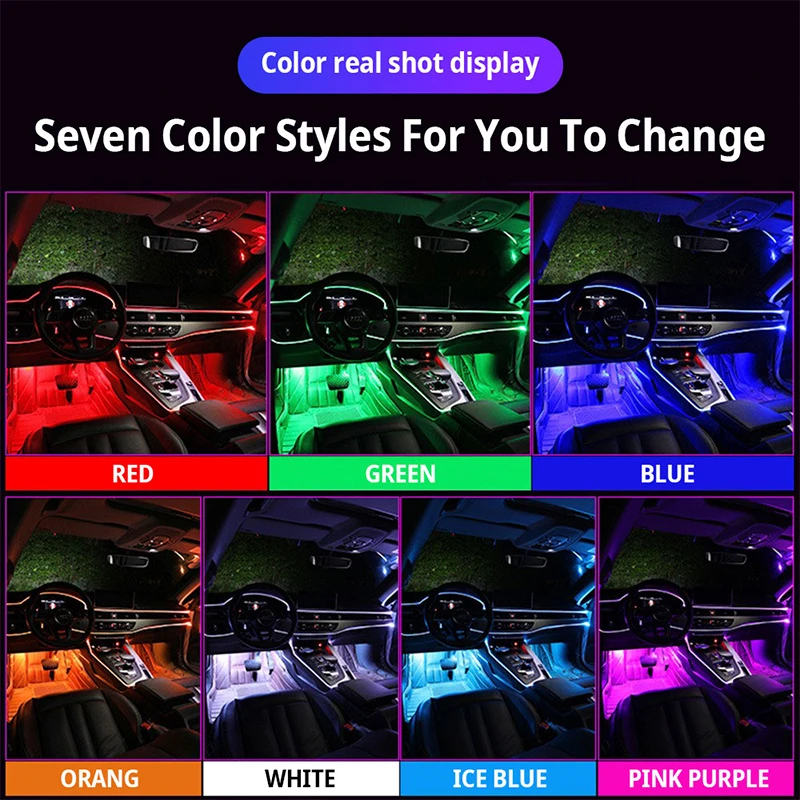 5m El Car Light Ambience Lamp Line Led Rgb Neon Interior Atmosphere Cold Light Strip Buy 5m