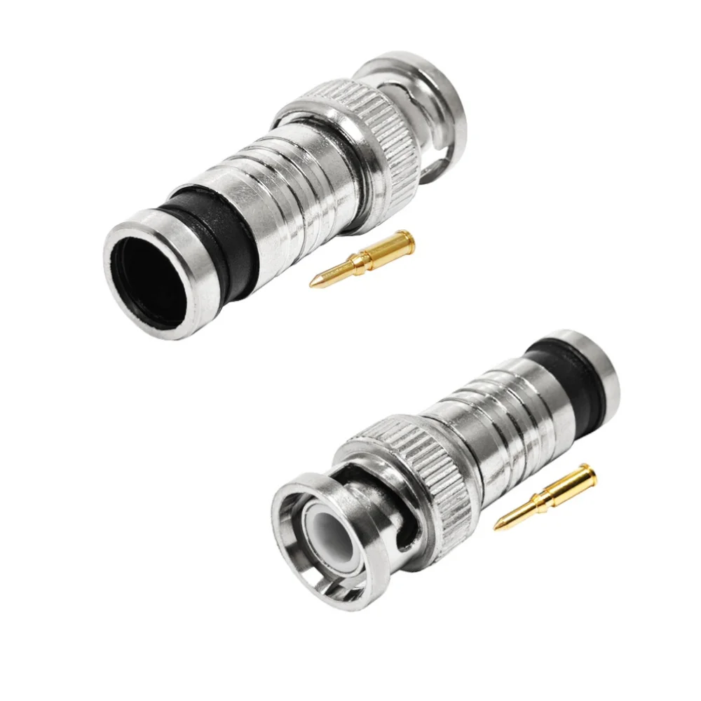BNC Male Compression Smart Connector RG58 RG6 Coaxial Cable CCTV Camera BNC Conector for Sale Customized Power Connector