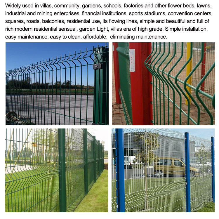 Easily Assembled Waterproof Welded Curvy Wire Mesh Panel Fence Grill Metal Fence for Boundary Wall Decorative