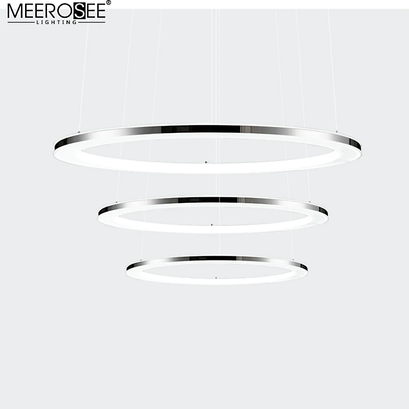 MEEROSEE Circle LED Acrylic Light Modern 3 Ring Light DIY Pose Metal Round Hanging Light for Home Apartment MD86747