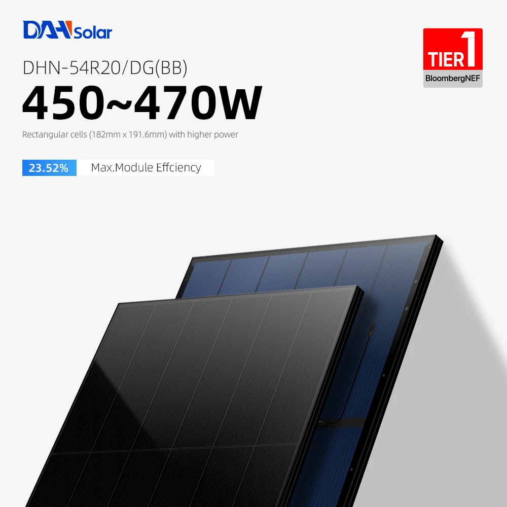DAH Solar DHN-54R20/DG(BB) Double Glass PV Module 182mm 450W-470W