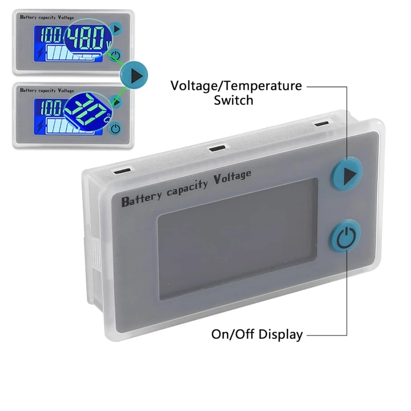 Voltmetro Multifunzione 10-100V LCD Per Capacità Della Batteria, Monitor Display Della Temperatura (12V) | Leroy Merlin - 12