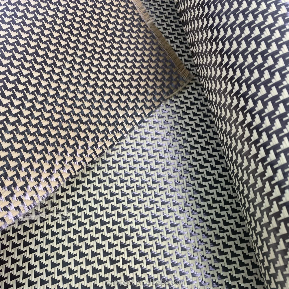 Airplane Yellow Black 3k 280gsm Carbon Fiber Kevlar Woven Fabric Jacquard Carbon Cloth