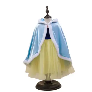 Kids Elsa Princess Cloak Winter Thick Cape Cosplay Costumes Fairy Hooded Cloak For Girls